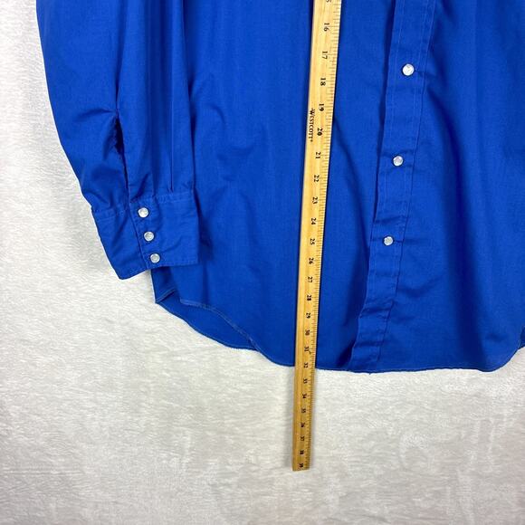 VTG 60s H Bar C Ranchwear Western Pearl Snap Shirt Mens 16-33 (L) Blue USA - Picture 4 of 7